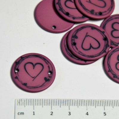 Dekoknopf Herz | dunkel altrosa